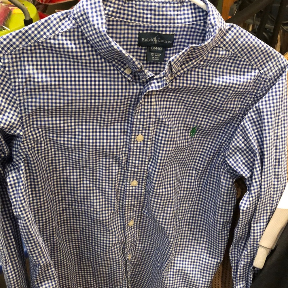 Boys size 14/16 Ralph Lauren plaid polo shirt